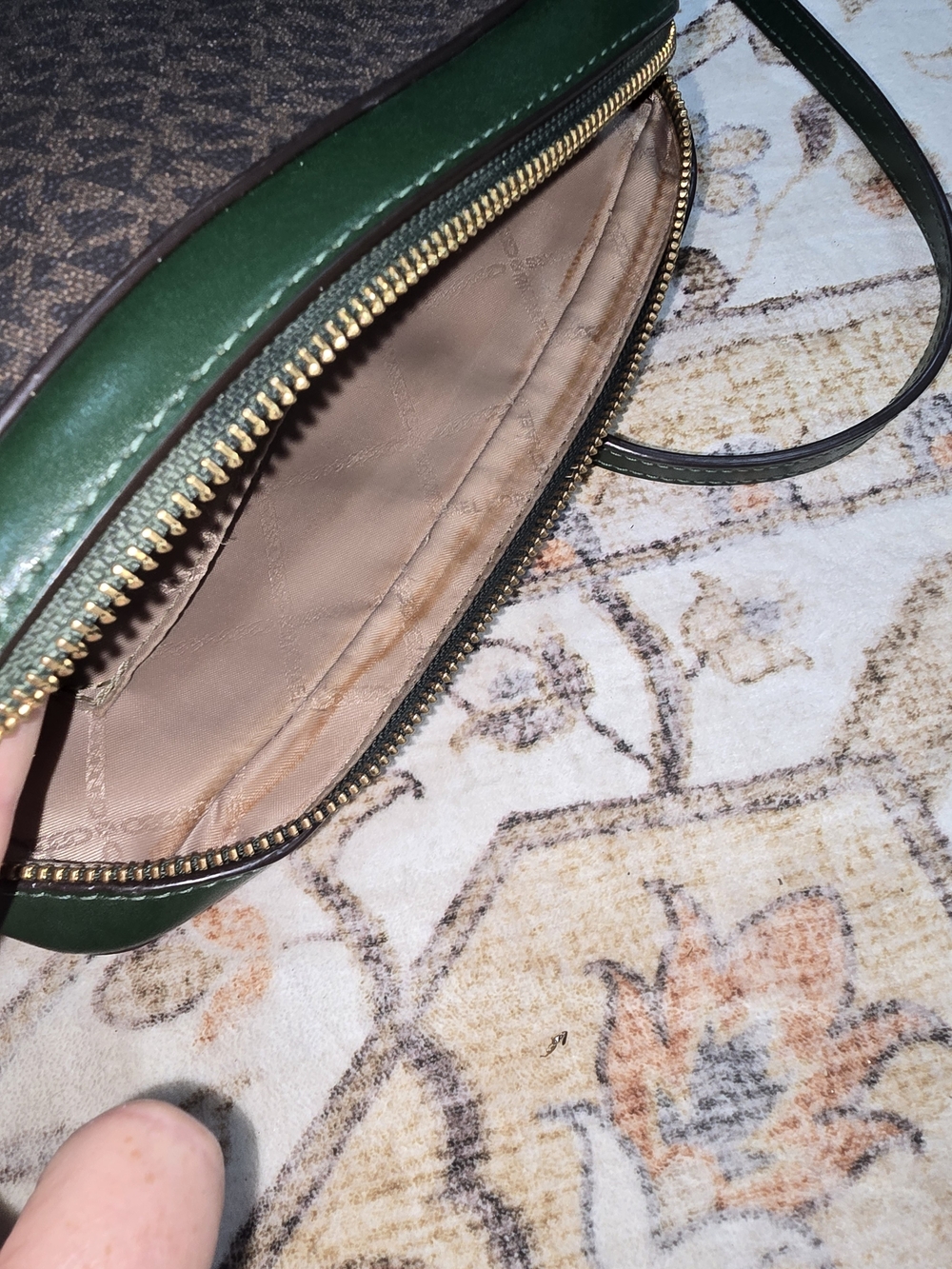 Michael Kors Jet Set Green Navy Stripe Crossbody Bag - Picture 9 of 10